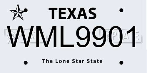 WML9901 Texas License Plate