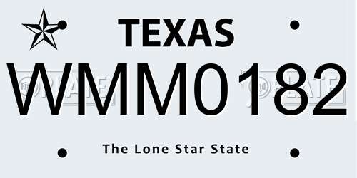 WMM0182 Texas License Plate