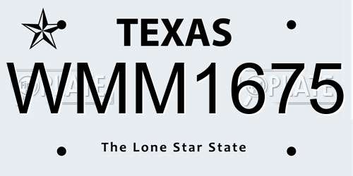 WMM1675 Texas License Plate