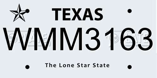 WMM3163 Texas License Plate