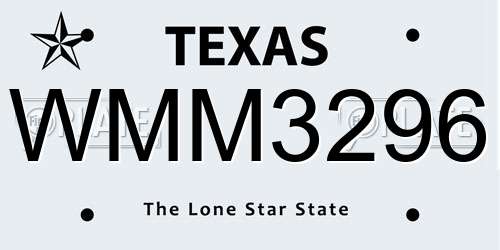 WMM3296 Texas License Plate