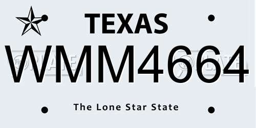 WMM4664 Texas License Plate