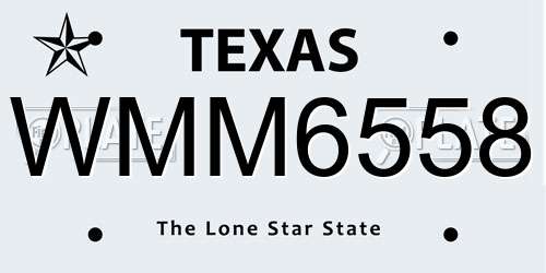 WMM6558 Texas License Plate