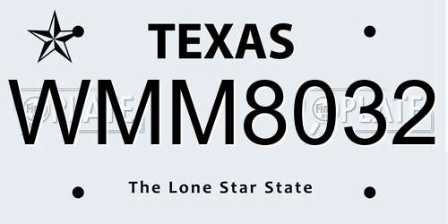 WMM8032 Texas License Plate