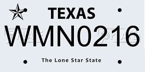WMN0216 Texas License Plate