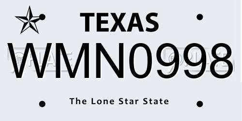 WMN0998 Texas License Plate