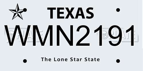 WMN2191 Texas License Plate