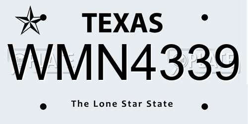 WMN4339 Texas License Plate