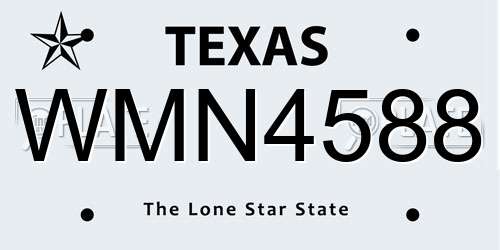 WMN4588 Texas License Plate