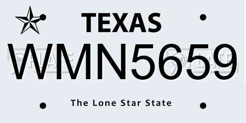 WMN5659 Texas License Plate