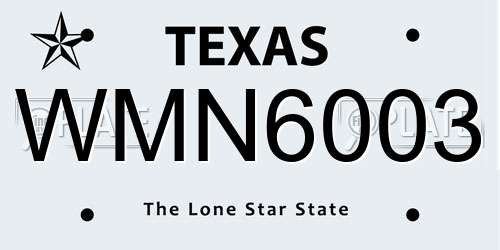 WMN6003 Texas License Plate