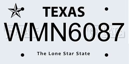 WMN6087 Texas License Plate