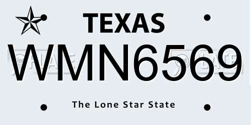 WMN6569 Texas License Plate