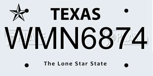WMN6874 Texas License Plate
