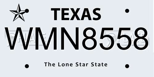 WMN8558 Texas License Plate