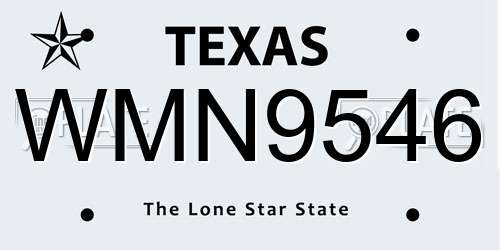 WMN9546 Texas License Plate