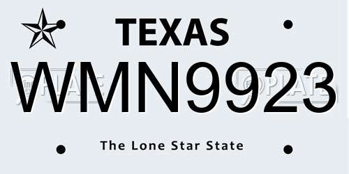 WMN9923 Texas License Plate