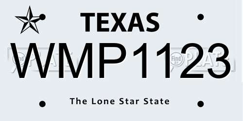 WMP1123 Texas License Plate