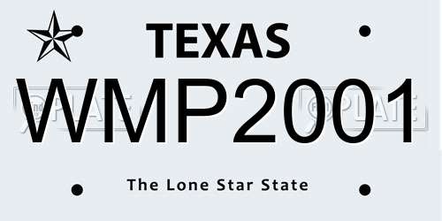 WMP2001 Texas License Plate