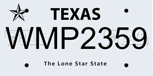 WMP2359 Texas License Plate