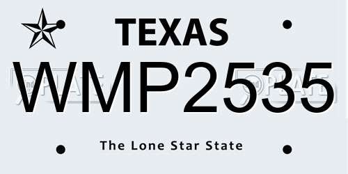 WMP2535 Texas License Plate