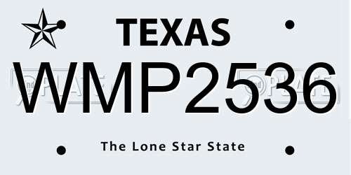 WMP2536 Texas License Plate