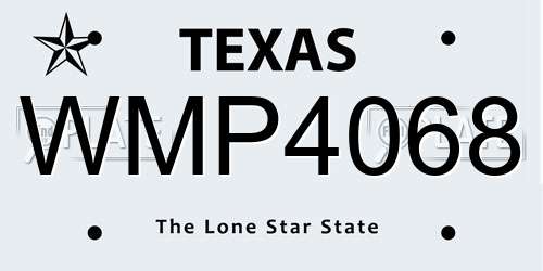 WMP4068 Texas License Plate