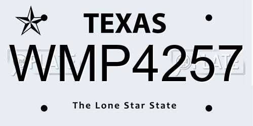 WMP4257 Texas License Plate