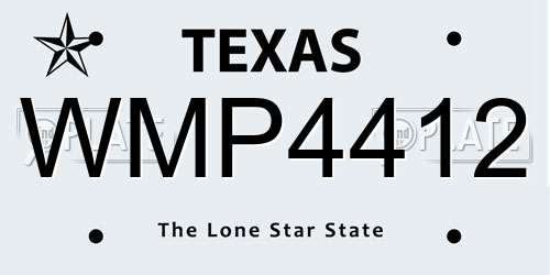 WMP4412 Texas License Plate