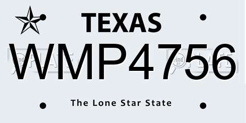 WMP4756 Texas License Plate