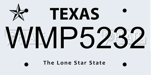 WMP5232 Texas License Plate