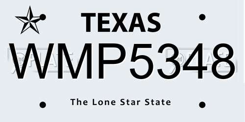 WMP5348 Texas License Plate