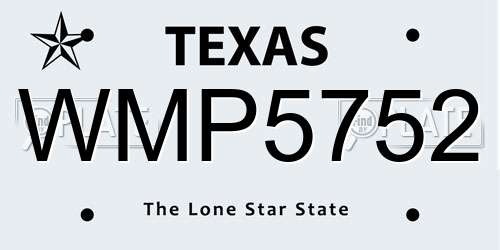 WMP5752 Texas License Plate
