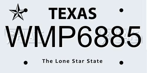 WMP6885 Texas License Plate