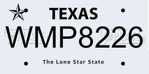 WMP8226 Texas License Plate