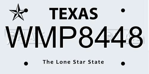 WMP8448 Texas License Plate