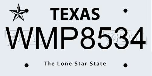 WMP8534 Texas License Plate