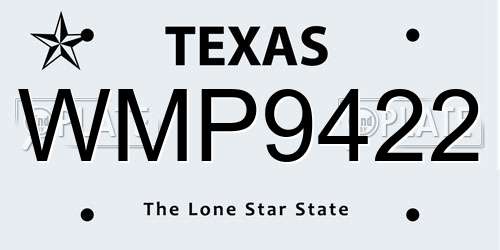 WMP9422 Texas License Plate
