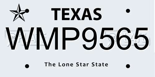 WMP9565 Texas License Plate