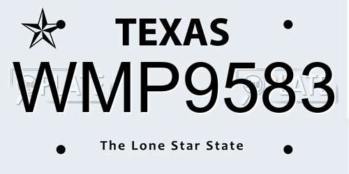 WMP9583 Texas License Plate