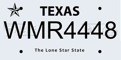 WMR4448 Texas License Plate