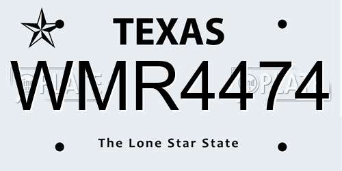WMR4474 Texas License Plate