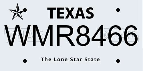 WMR8466 Texas License Plate
