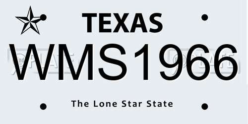 WMS1966 Texas License Plate