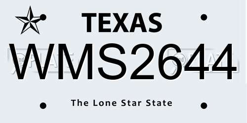 WMS2644 Texas License Plate