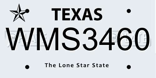 WMS3460 Texas License Plate