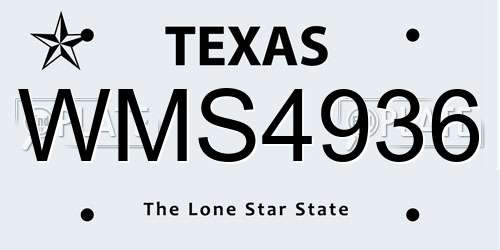WMS4936 Texas License Plate