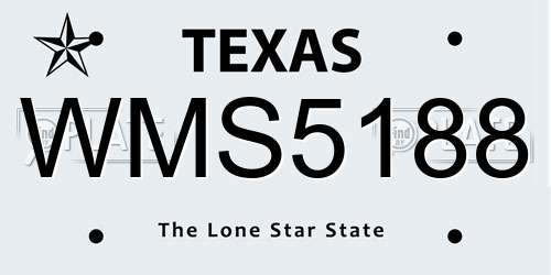 WMS5188 Texas License Plate