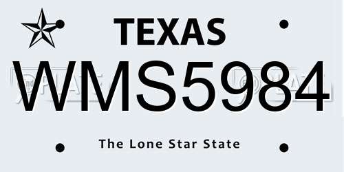 WMS5984 Texas License Plate