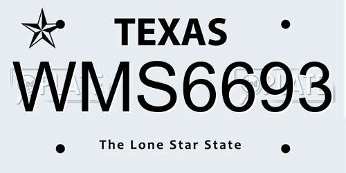 WMS6693 Texas License Plate